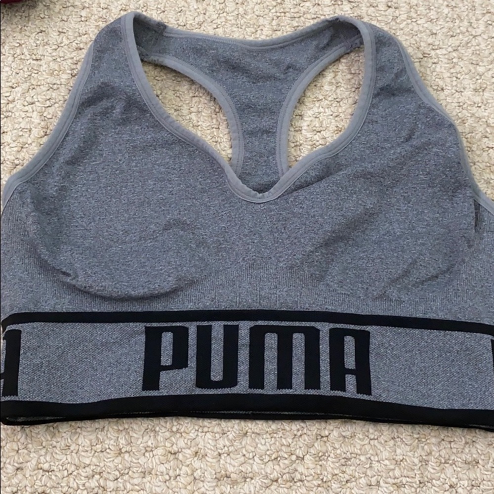 puma large gray sports bra
